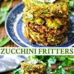 Long collage image of Zucchini Fritters