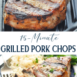 Long collage image of grilled pork chops