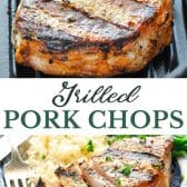 Long collage image of grilled pork chop recipes.