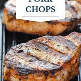 Grilled pork chop recipes with text title overlay.