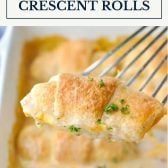 Chicken crescent rolls with text title box at top