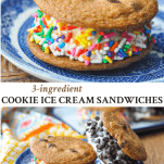 Long collage image of cookie ice cream sandwiches