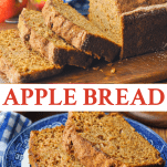 Long collage of apple bread