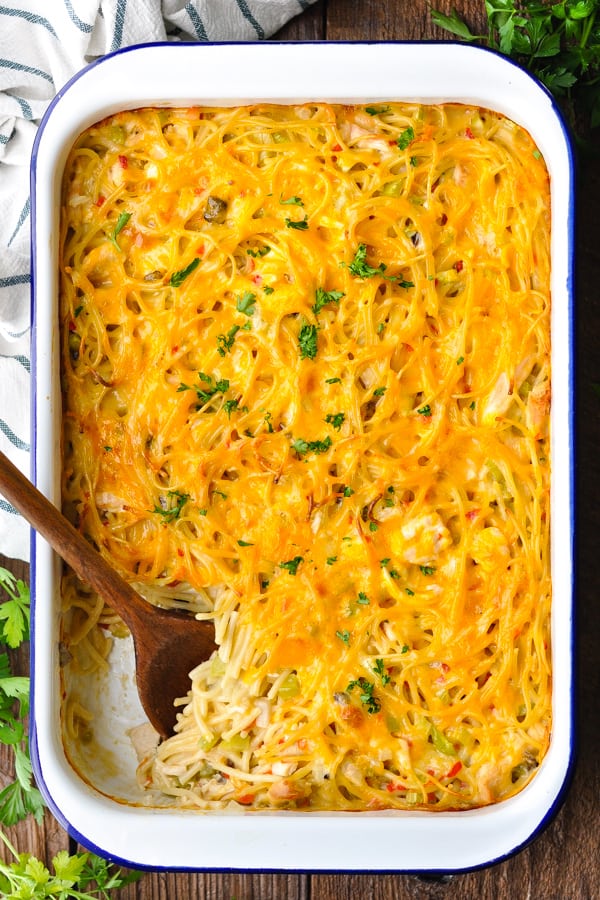 Chicken Spaghetti Casserole - The Seasoned Mom