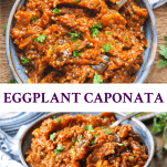 Long collage of Eggplant Caponata recipe