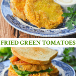 Long collage image of Fried Green Tomatoes Recipe