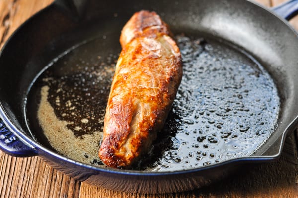 Roasting pork tenderloin in a cast iron skillet