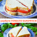 Long collage image of a Tomato Sandwich