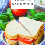 Image of a Southern Tomato Sandwich with a text title in a box at the top