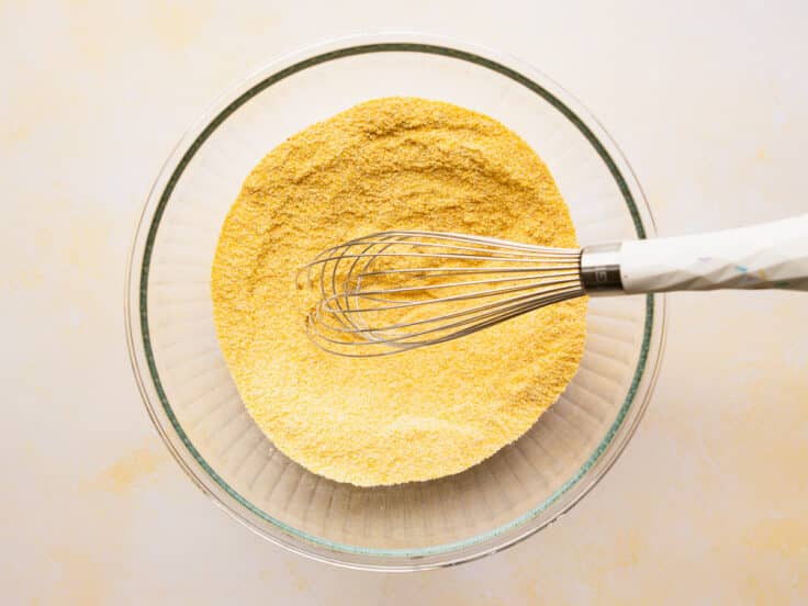 Whisking together the dry ingredients.
