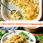 Long collage image of Chicken Noodle Casserole from scratch