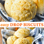 Long collage image of Drop Biscuits
