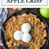 Easy apple crisp recipe with text title box at top.