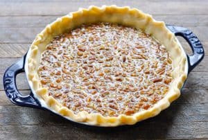 Easy pecan pie in an unbaked pie shell