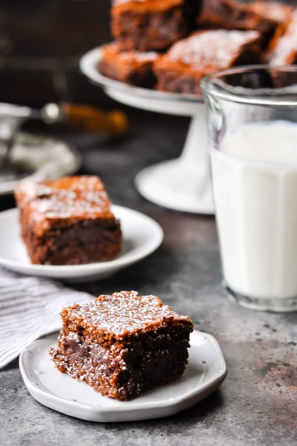 The best homemade brownies served with a cold glass of milk