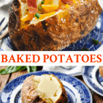 Long collage image of How to Make Baked Potatoes in the Oven