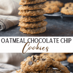 Long collage of oatmeal chocolate chip cookies