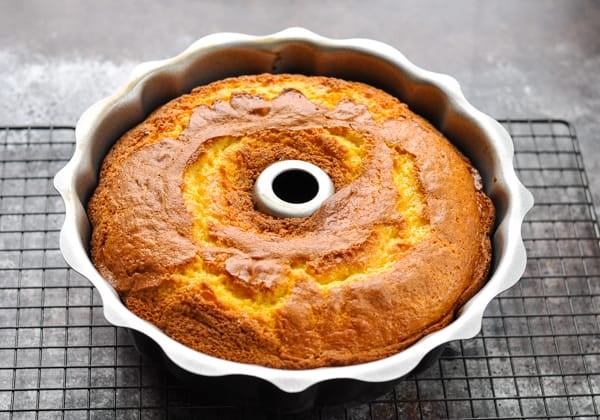 Orange juice cake in a bundt pan