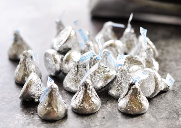 Hershey's Kisses on a gray surface