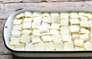 Pats of butter on top of dump cake