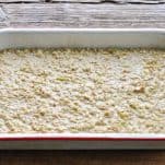 Amish baked oatmeal with apples in a baking dish before oven