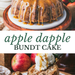 Long collage image of apple bundt cake