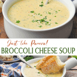 Long collage image of Broccoli Cheese Soup Recipe