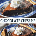 Long collage image of Chocolate Chess Pie