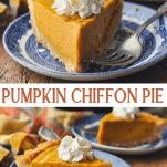 Long collage image of Pumpkin Chiffon Pie