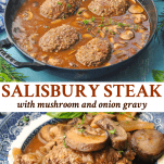 Long collage image of Homemade Salisbury Steak