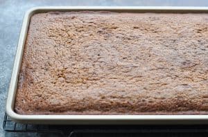 Cooling a Texas Sheet Cake in a jelly roll pan