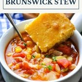 Virginia Brunswick stew recipe with text title box at top.