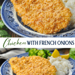 Long collage image of French Fried Onion Chicken