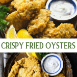 Long collage image of Fried Oysters Recipe