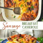 Long collage of Sausage Breakfast Casserole
