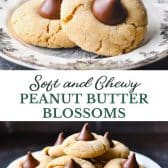 Long collage image of soft peanut butter blossoms.