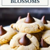 Soft peanut butter blossoms with text title box at top.
