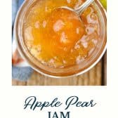 Spiced apple pear jam with text title at the bottom.