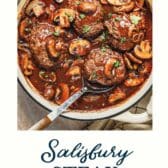 Homemade Salisbury steak recipe with a text title at the bottom.