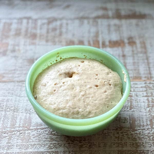 Proofing yeast for easy french bread in a small bowl