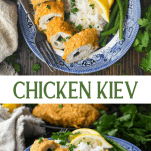 Long collage image of Chicken Kiev