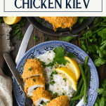 An easy baked chicken kiev recipe with text title box at top