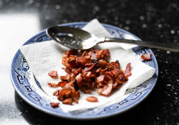 Crispy bacon on a plate