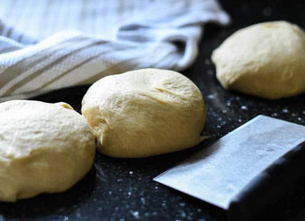 Three balls of crescent roll dough