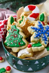 Cookie tin full of the best sugar cookie recipe