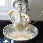 Cream cheese frosting in a stand mixer