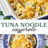 Long collage image of tuna noodle casserole recipe