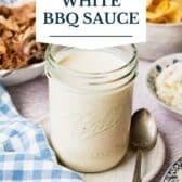 Alabama white bbq sauce with a text title overlay.