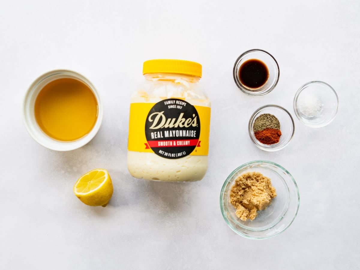 Ingredients for an Alabama white bbq sauce recipe.