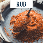 BBQ rub on a spoon with text title overlay